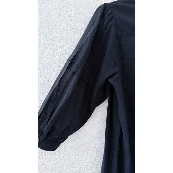 J. McLaughlin Pullover Sabina Cotton Dress Size S Pleated Balloon Sleeves Navy